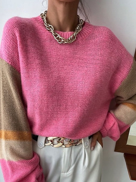 Color block knit sweater