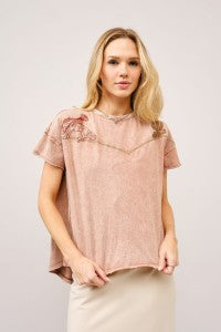 Embroidered Shoulder Western Yoke T-Shirt